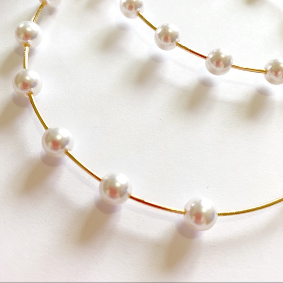 BEST SELLER🌟BOHO Chic BIG 4” Pearl Gold Hoops - Picture 5 of 11